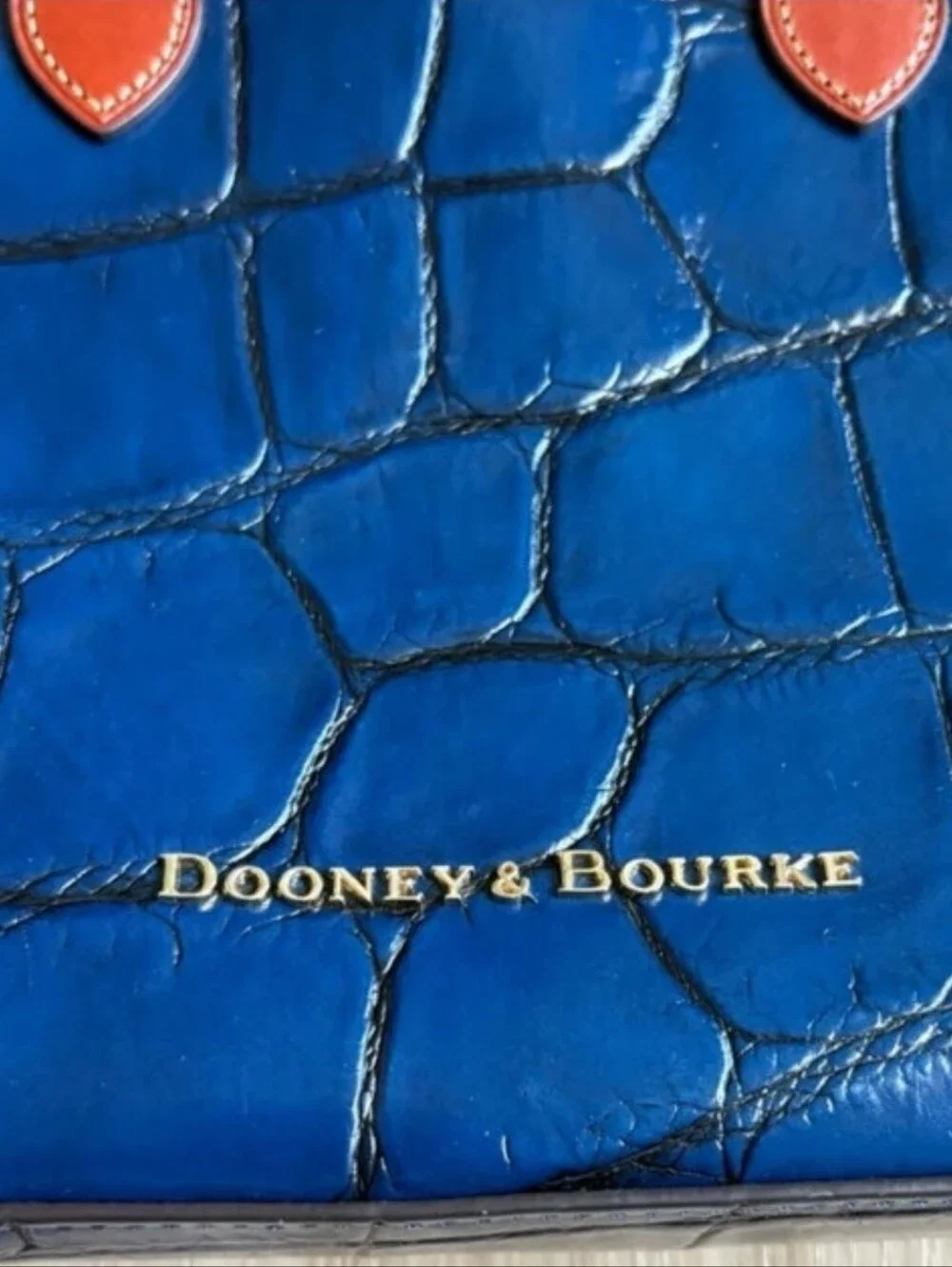 Dooney & Bourke Blue Croc-Embossed Leather Zip Top Tote
